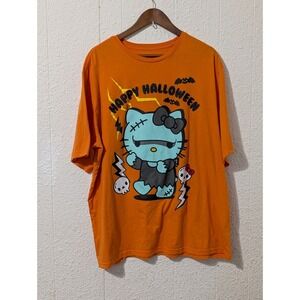 Hello Kitty Halloween T Shirt Frankenstein Kitty Orange Cotton Spooky Sanrio 2xl